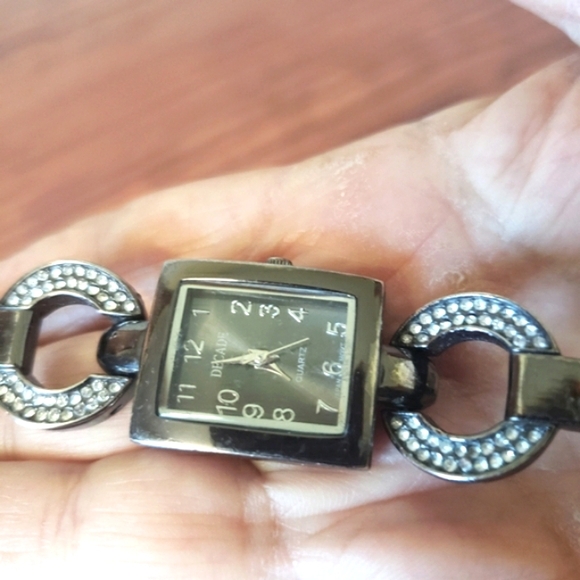 Decade Hematite Rhinestone Square Face Women's watch - Picture 8 of 11